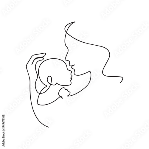Mom hold new born baby One line