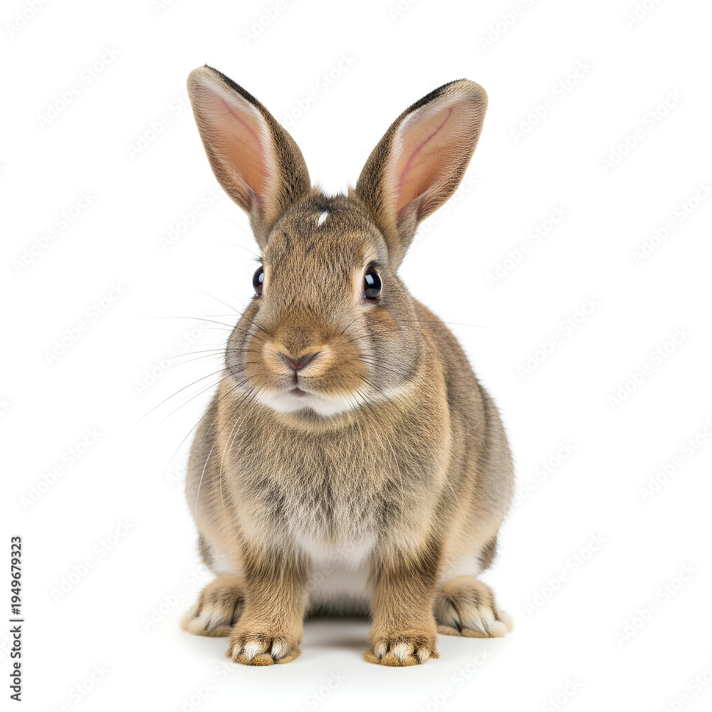 Obraz premium Adorable Brown Rabbit Sitting and Looking Forward.