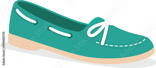 Turquoise casual boat shoe vector illustration isolated on white background