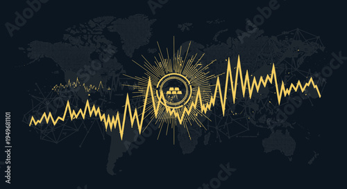 Abstract financial chart with world map background for economic concepts