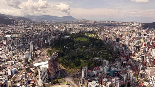 Cinematic Aerial Drone View of Quito Ecuador – Historic Cityscape, Andes Mountains, Urban Skyline 4K