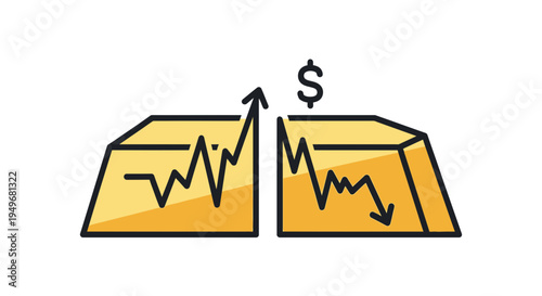Financial concept illustration of rising and falling market trends