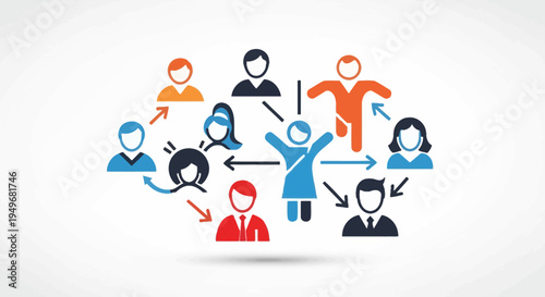 Abstract illustration of connected people symbolizing teamwork and communication
