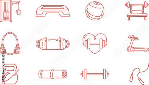 Collection of various gym equipment illustrations