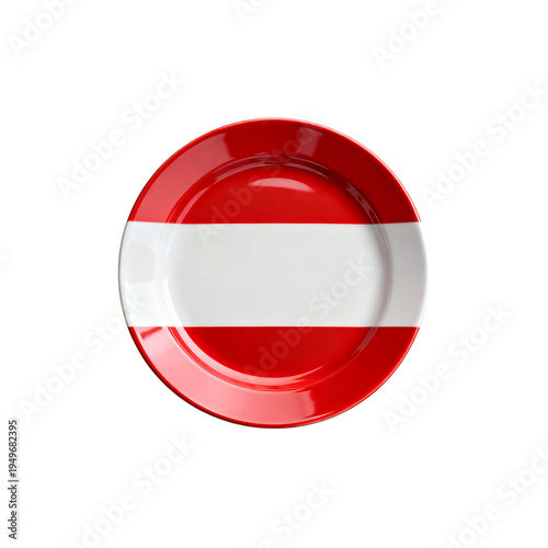 Ceramic Plate Fully Wrapped in Austrian Flag Colors Red and White, Austria Patriotic Tableware, Isolated on White Background Free Download Ceramic Plate Fully Wrapped in Austrian Flag Colors Red and White, Austria Patriotic Tableware, Isolated on White Background - GFXLoad