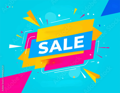 Dynamic and eye-catching sale banner illustration featuring bold typography and vibrant abstract elements, perfect for seasonal promotions and marketing campaigns on various digital platforms
