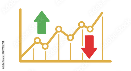 Graphic representation of a financial trend showing growth and decline