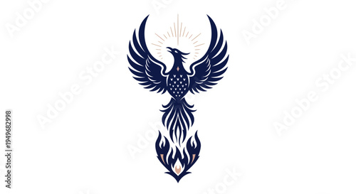 Elegant phoenix rising design against white background vector illustration