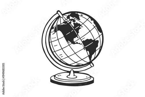 Black and White Globe on a Stand.
