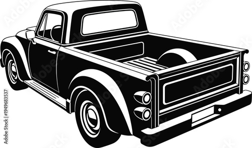 Classic American Pickup Truck Vector Illustration.