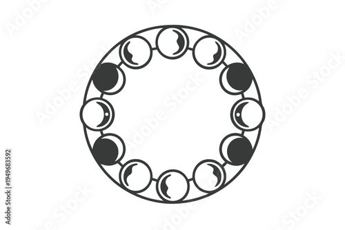 Circular Moon Phases Graphic Design.