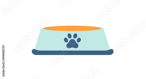 Pet Food Bowl with Paw Print Icon Animal Feeding Illustration