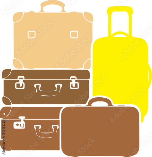Stacked Vintage Suitcases Travel Luggage Illustration