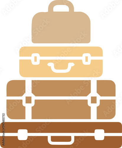 Stacked Vintage Suitcases Travel Luggage Illustration