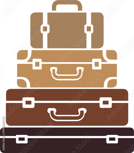 Stacked Vintage Suitcases Travel Luggage Illustration