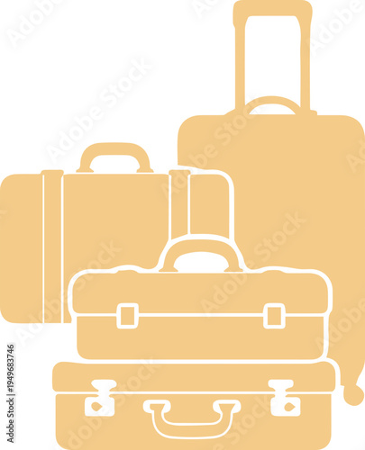 Stacked Vintage Suitcases Travel Luggage Illustration
