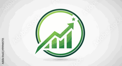 Green rising arrow and chart with star inside circle business growth logo