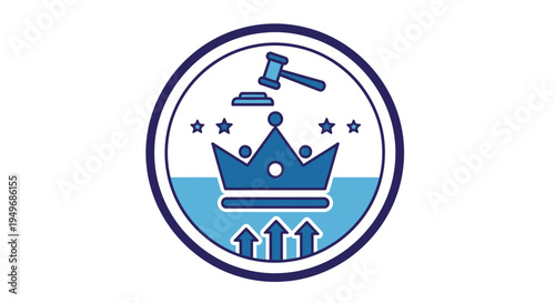 Leadership jurisdiction symbol with crown and gavel on textured background