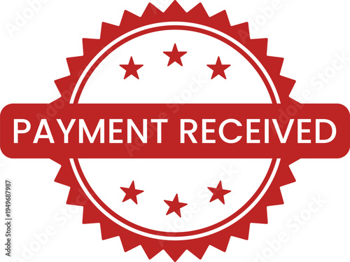Payment received stamp badge red approval label
