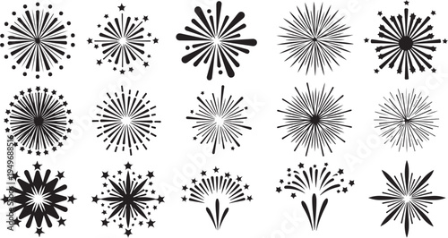 Collection of black and white abstract flower designs