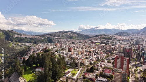 Cinematic Aerial Drone View of Quito Ecuador – Historic Cityscape, Andes Mountains, Urban Skyline 4K