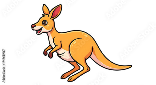 Cute cartoon kangaroo illustration on white background