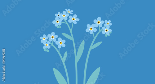 Delicate blue flower illustration with gentle petals on a calming blue background, evoking serenity