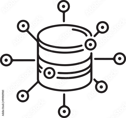Database server and data network icon for cloud storage and computing.