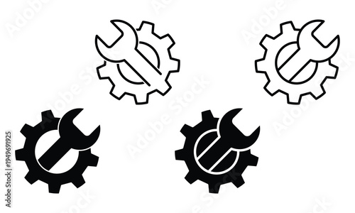 Wrench Gear Composite Icons Circle Radial Overlay Configurations