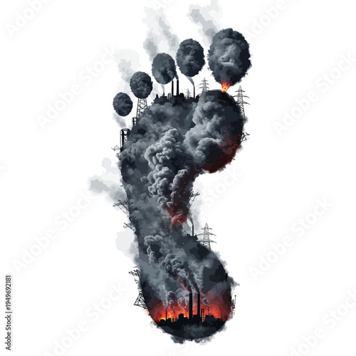 Carbon footprint pollution industrial smog factory smoke