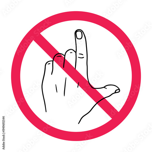 No loser sign, no insulting hand gesture sign, forbidden symbol with loser hand sign icon
