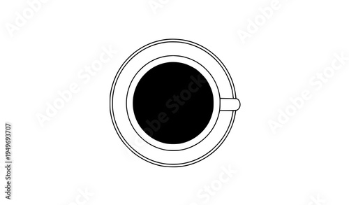 Minimal Coffee Cup Icon Top View Simple Flat Vector Beverage Symbol Isolated on White Background