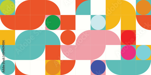 Geometric Abstraction: A vibrant, eye-catching composition of shapes and colors in an abstract design that celebrates art.