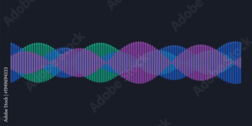 Abstract Wave Pattern: A visually engaging display of intersecting wave patterns in hues of green, blue, and purple, creates a dynamic and modern design.