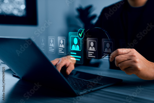 фотографія Digital recruitment and talent selection concept with business professional revi