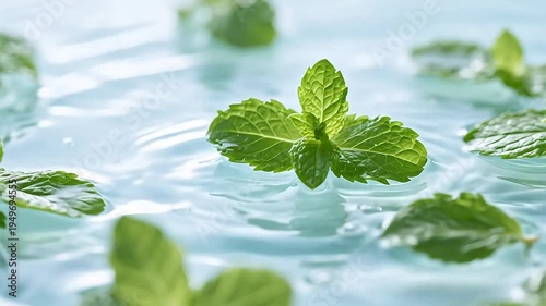 Fresh mint leaves in water