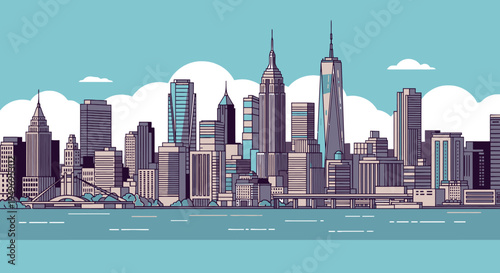 New York City Skyline with Chrysler building vector Illustration