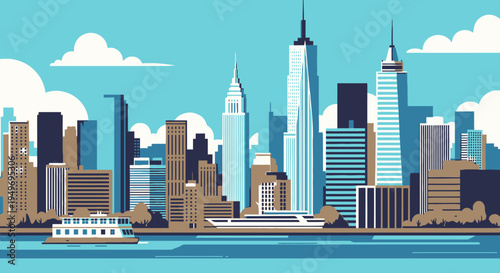 Chrysler building vector illustration of New York City skyline