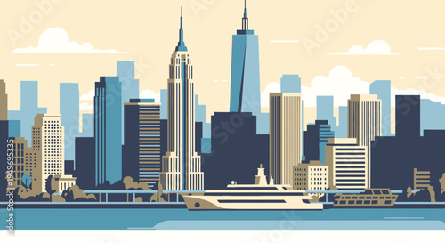 Chrysler building vector of New York City skyline illustration