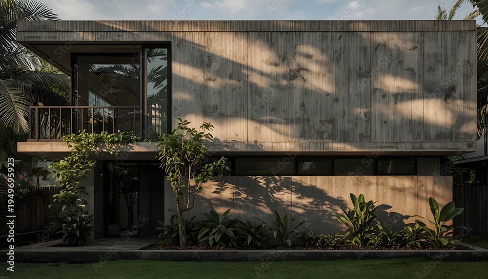 Fototapeta premium Modern concrete architecture with sunlight and shadows