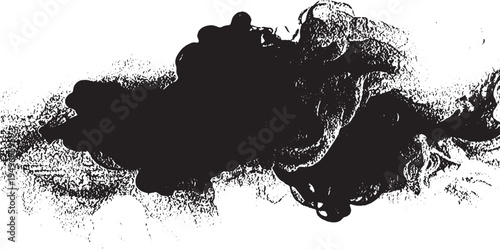 Abstract Black Ink Cloud Swirling in Water with Detailed Texture.