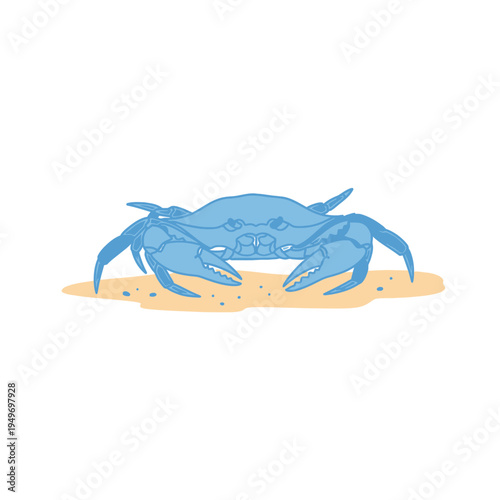Blue Crab on the Sand vector illustration