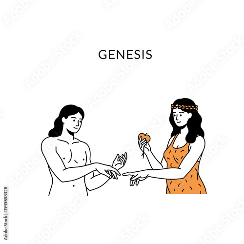 Adam And Eve Creation Story Illustration vector illustration