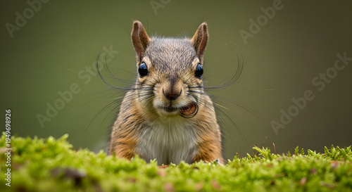 Funny crazy squirrel cartoon style character with long whiskers