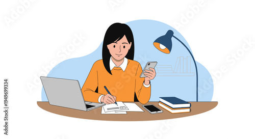 Businessman analyzing data on tablet at desk.