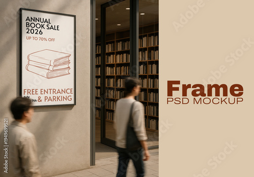 Bookstore Sale Poster Mockup PSD