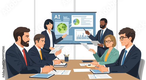 Businessman analyzing data on tablet at desk.