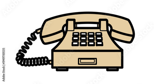 Vintage beige landline telephone illustration.