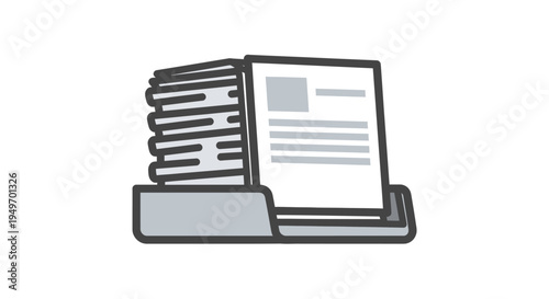 Stack of documents on a holder.