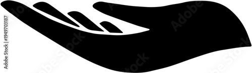 Open Hand Silhouette Palm Up Vector Illustration Isolated on White